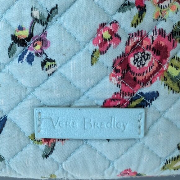 Blue with Red/Pink Flowers Vera Bradley Purse with Matching Wallet - Picture 2 of 8